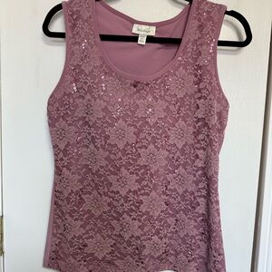 Dressbarn Mauve Lace Tank Top